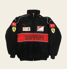 Black ferrari Parachute Jacket printed