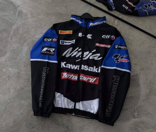 Kawasaki blue Ninja parachute bomber jacket