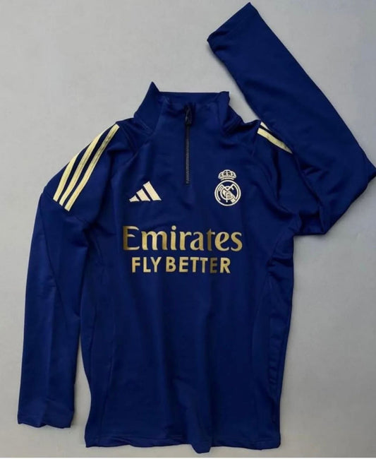 Real Madrid navy blue Training Jersey zipper