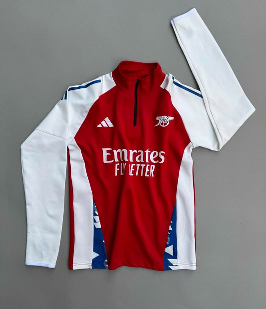 Aresnal red zipper white sleeves Football zipper