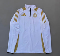 Al nasar white with golden stripes Digital printing Football zipper