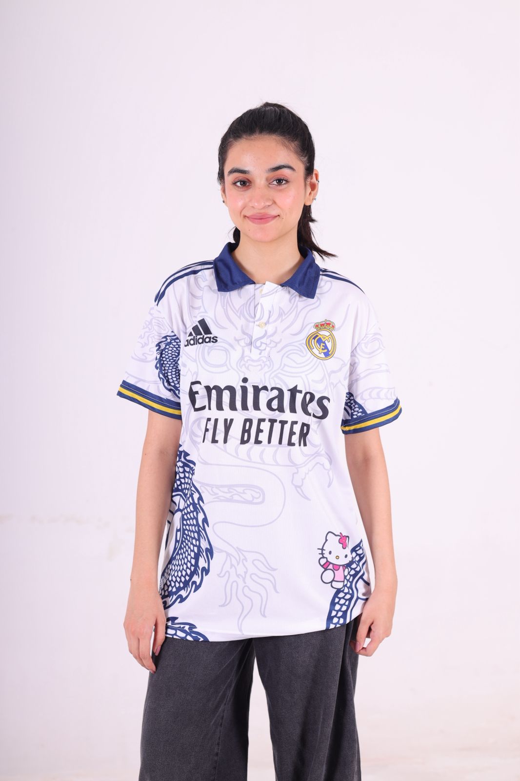 White dragon kitty realmadrid jersey