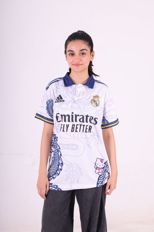 White dragon kitty realmadrid jersey